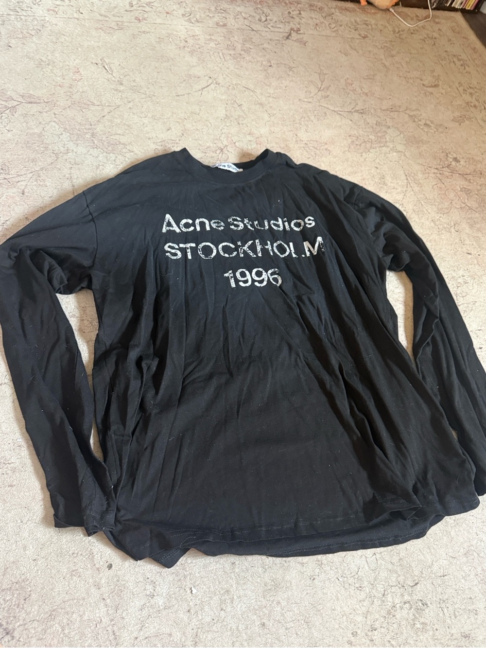 Acne Studios Black Long-Sleeve 'Stockholm 1996' Logo Tee